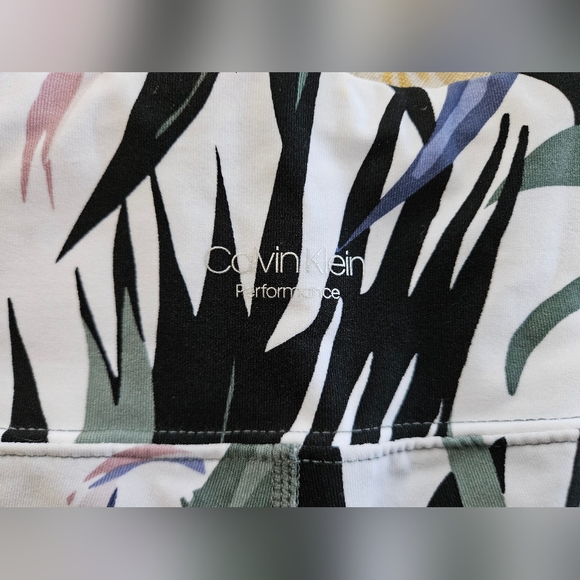 Calvin Klein Performance Wick Tropical Bird Print Leggings B&W Blue Size S/P/CH - Picture 4 of 13